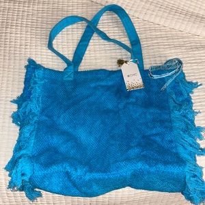 Blue terry beach tote